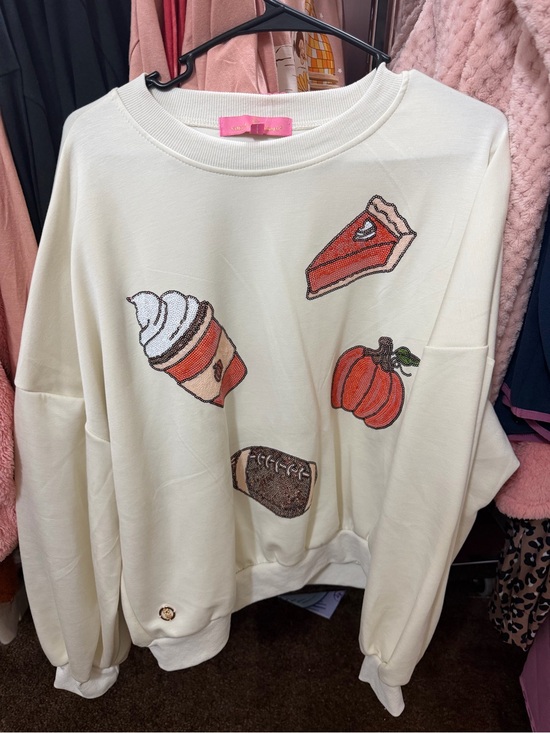 Simply Southern Tops - Simply Southern Cream Pullover with Fall Embroidered Treats